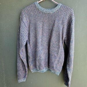 Autograph Multicolor Knit Crewneck Sweater in Blue and Purple Tones